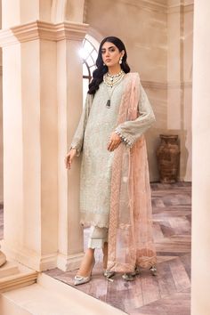 Embroidered Pakistani Dress in Light Mint Shade is a beautiful Pakistani Salwar Kameez. This Pakistani Party Wear is beautifully adorned with luxurious decorations and delicate details making it look exquisite and unmatched in its grace and beauty perfect to style on any special party or event. Kameez: This Pakistani Chiffon Dress comes with an exquisite kameez in chiffon. The color of this kameez is soothing light mint and is emblazoned with fine embroidery adding delicacy to this ensemble. Fur Green Pakistani Suit, Fine Embroidery, Pakistani Salwar, Pakistani Party Wear, Raw Silk Fabric, Pakistani Fancy Dresses, Pakistani Salwar Kameez, Casual Party Dresses, Pakistani Dress