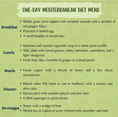 Mediterranean Diet Pyramid, Meal Planning Menus