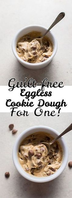 an eggless cookie dough in a bowl for one