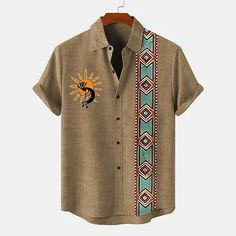 Season:Spring,Summer; Fabric:20% Linen; Sleeve Length:Short Sleeve; Look After Me:Hand wash; Gender:Men's; Style:Print; Elasticity:Inelastic; Tops Type:Shirt; Occasion:Daily; Neckline:Turndown; Brand:OUKU; Listing Date:04/29/2024 Relaxed Fit Khaki Beach Shirt, Relaxed Fit Khaki Shirt For Beach, Khaki Relaxed Fit Top For Vacation, Relaxed Fit Khaki Top For Vacation, Summer Khaki Shirt, Casual Beige Summer Shirt, Casual Brown Summer Shirt, Brown Summer Beach Shirt, Brown Cotton Shirt For Summer