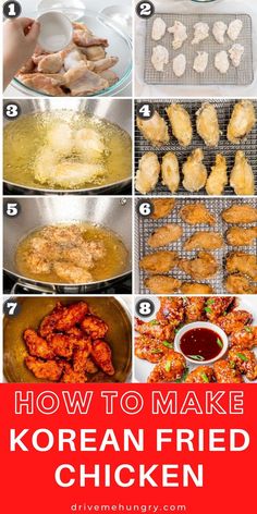 how to make korean fried chicken in the kitchen with instructions on how to cook it