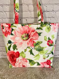 Women's Bright Floral Tote Bag Women's Gift, Floral Tote Bag, Spring Tote Bag, Travel Tote, Work Bag, Weekend Tote Bag, Tote Bag, Floral - Etsy Floral Print Tote Bag For Everyday Use, Everyday Floral Print Tote Shoulder Bag, Floral Print Tote Shoulder Bag For Everyday, Floral Print Tote Shoulder Bag, Floral Print Rectangular Shopping Bag, Floral Print Double Handle Travel Bag, Floral Print Canvas Tote Bag For Everyday Use, Floral Print Canvas Tote Bag For Daily Use, Everyday Floral Print Tote Bag