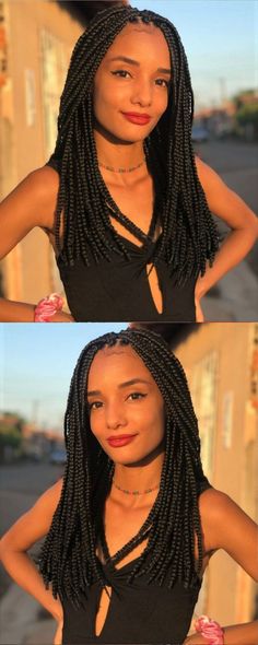 Dynamic Free-Flowing Box Braids. If you’re unsure which one of the numerous current box braids hairstyles you should get, you can always take your hairstylist’s suggestion. Show the harmony of your facial features with one-length medium-size plaits. They look good and are easy to manipulate! Twist Box Braids