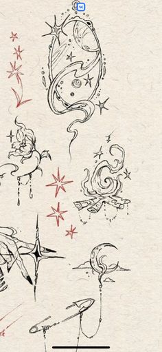 an image of tattoos on the back of a sheet of paper with writing in it