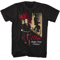 Saw Your Choice Tee Saw Horror Movie, T-shirts Vintage, Saw Horror, Shifting Script, Leigh Whannell, Horror Movie T Shirts, Live Or Die, Horror Movie Shirts, I'm Broke