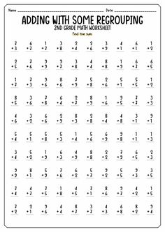 adding with some regrouping worksheet to help students learn how to add numbers