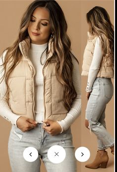 Cropped Puffer Vest, Straight Jeans Outfit, Puffer Vest Outfit, Trendy Mom Outfits, Ribbed Long Sleeve Top, Trendy Mom, Jeans Outfits, High Rise Mom Jeans, Vest Outfits