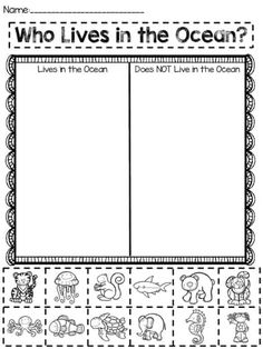 the ocean worksheet with pictures and words