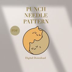 a book cover with an image of two cats sleeping on top of each other and the title punch needle pattern