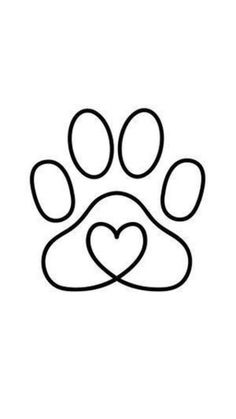 a dog's paw with two hearts on it