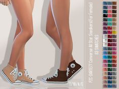 an image of a woman's legs and shoes with different color swatches on them