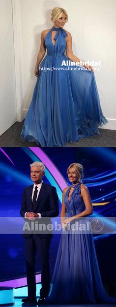 Holly Willoughby's Dancing On Ice Dress,Ice Blue Chiffon Halter Prom Dresses ,PD00094 Ice Dress, Dancing On Ice, Halter Prom Dresses, Ice Dresses, 2020 Prom Dresses, Minimalist Wedding Dresses