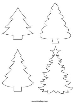 three different types of trees to cut out for christmas tree decorations, including the top one with