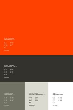 an orange and grey color scheme with numbers on the bottom right hand corner, in two different colors