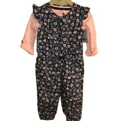 Enjoy The Style And Comfort Of Carter's 2-Piece Set In Size 12m. This Set Features A Navy Blue Romper With A Floral Print And A Pink Top. Both Pieces Are Designed For Easy Dressing And Diaper Changes. Carter's Brand Ensures Quality And Durability Navy Blue Romper Showcases A Charming Floral Print Pink Top Complements The Romper Perfectly Romper Features Short Sleeves With Ruffles And Snaps At Legs Pants Have An Elastic Waist And Ankle For Comfort Pink Top Has 3/4 Sleeves And 4 Buttons For Easy D Carters Baby Clothes, Navy Blue Romper, Flamingo Dress, Amanda Uprichard Dress, Bear Outfits, Nike Tennis Dress, Carters Girl, Blue Romper, Easy Dressing