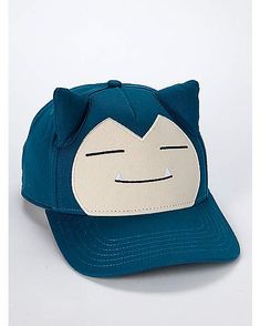 a blue hat with a face drawn on it's front and the back side