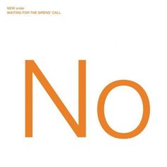 an orange and white poster with the word no in it's center, on a white background