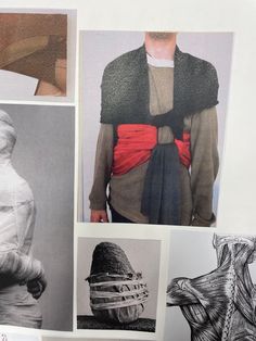 several pictures of different types of clothing on display