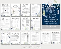 the under the sea baby shower game bundle