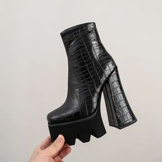 Radd Women's Black Platform Ankle Boots | Ultrasellershoes.com – Ultra Seller Shoes Black Platform Ankle Boots, Goth Platforms, Walking On The Street, Basic Boots, Winter Ankle Boots, Ankle Boots Black, Super High Heels, Boots Winter, Platform Ankle Boots