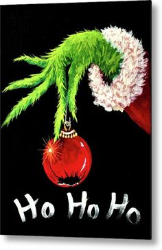 a painting of a christmas ornament with the words ho hoo on it