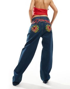 Jeans by Ed Hardy Denim days on repeat Relaxed fit High rise Belt loops Five pockets Logo and snake embroidery Snake Embroidery, Snake Bite, Leopard Print Baby, Denim Day, Maxi Dress Prom, Student Fashion, Brunch Outfit, Maxi Dress Trend, Ed Hardy