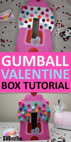 the gumball valentine box is made out of paper