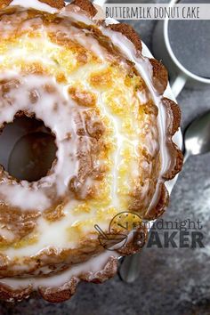 a bundt cake with icing on top of it