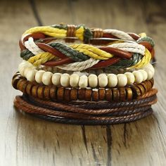 ad eBay - Vintage Leather Bracelet Set - Buy Now, click the link (eBay) Surf Bracelet, Bracelet Viking, Rock Vintage, Mens Braids, Wristband Bracelet, Braided Leather Bracelet, Mens Leather Bracelet, Bracelet Cuir, Leather Bracelets