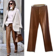 Strenesse Gabriele Strehle Lamb Leather Pants Made In Italy Fit A Size Us 6 Or 28 Europe 36 100% Nappa Buttery Lamb. Futter, Lining 68% Acetate, Acetate 32% Polyester Measurements Waist 28” Hips 38” Rise 9.5” Inseam 33” Leg Opening 17” As A Reference, I’m Size 27 In Pants And They Fit Me Perfectly Items Ode #01ubc Color Camel The Strenesse Brand Is A Renowned European Brand Known For Its Timeless Designs, Extremely High Quality On Perfect Cuts Straight Leg Pants, Italian Leather, Leg Pants, Timeless Design, Pant Jumpsuit, Leather Pants, Straight Leg, Pants For Women, High Quality