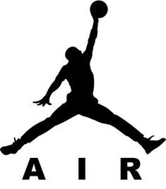 the air jordan logo is shown in black and white with an image of a basketball player jumping