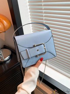 Bird in Bag - Womens Handbag with Fashionable Buckle Decoration, Square Shape, Solid Color Construction Retro Shoulder Bag, Womens Handbag, Simple Chain, Early Autumn, Leather Buckle, Stylish Bag, Bag Bag, Bird In Bag, Square Bag