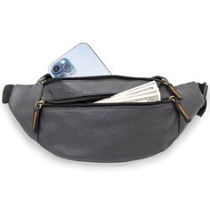 Paul Walter - New Waist Fanny Pack Travel Belt Bag Travel Pouch (Bb-236 Bk) Interior Features :- 1.100% Cowhide Leather 2. Large Capacity & Convenient 3. Adjustable Strap, Fits Waist Size Approx. Upto 46 Inch. 4. Paul Walter Branded Belt Bag 5. Size :- H - 6 Inch" X W - 14 Inch Approx". 6. Color :- Black 7. 3 Zippered Pocket 8. Multi-Functional : Lightweight Comfortable Waist Bag Is Perfect For Shopping, Travelling, Festivals, At Theme Parks, Great For Jogging, Dog Walking, Cycling, Hiking And O Black Belt Bag With Pockets For Business, Casual Business Belt Bag With Pockets, Black Business Belt Bag With Pockets, Daily Use Leather Belt Bag With Anti-theft Pocket, Casual Business Belt Bag With Zipper Pocket, Belt Bag For Men, Travel Belt, Leather Fanny Pack, Branded Belts