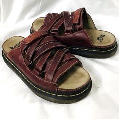 Dr. Martens Leather Sandals Vintage A Smooth Pu Coated Leather With Matte Finish, In Blood Red Color Leather Excellent Barely Worn Condition Our Closet’s Vibe(S) Brunch Cocktail Evening Classy Sophisticated Minimal Pretty Curated Sustainable Elegant Quiet Luxury French Bohemian Cowboy Cowgirl Country Coquette Feminine Cottagecore Western Prairie Farm Boho Shabby Chic Fancy Hippy Hipster Girly Vintage Babydoll Country Urban Flowers Traditional Active Biker Chic Unisex Leather Mob Wife Boss Executive Secretary Work 9to5 Aka, Alpha Kappa Alpha, Salmon Pink Apple Green Ivy Leaf Pink Tea Rose Sorority Cowboy Texas Renaissance Country Coquette, Plus Size Alternative Fashion, Aka Alpha Kappa Alpha, Pink Tea Rose, Bohemian Cowboy, Cottagecore Western, Feminine Cottagecore, Coquette Feminine, Sandals Vintage