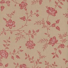 an old fashioned wallpaper with red flowers on it