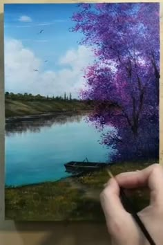 This Pin is About Beautiful Landscape Acrylic Painting Tutorial. Acrylic Paintings Ideas, Animals Landscape, Acrylic Painting Ideas For Beginners, Easy Landscape, Landscape Acrylic Painting, Sky Art Painting, Paintings Ideas, Landscape Painting Tutorial, Painting Ideas For Beginners