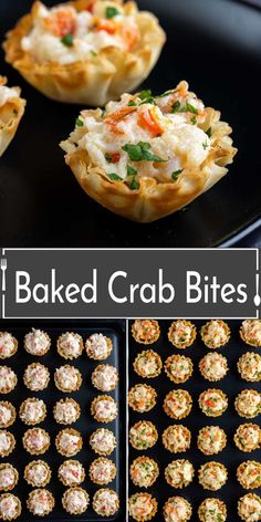 baked crab bites with cheese and parsley on top