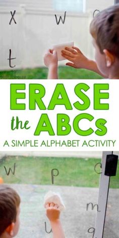 the cover of erase the abc's is shown with letters and numbers in green