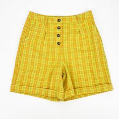 New With Tags Saint Geraldine Shorts Size Medium Yellow Style, Wrap Shorts, Tie Dye Denim, Mid Length Shorts, Denim Belt, Denim Cutoff Shorts, Distressed Denim Shorts, Plaid Shorts, Khaki Shorts