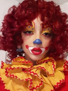 Clowncore Hair, Colourful Clown Makeup, Silly Clown Makeup, Traditional Clown Makeup, Classic Clown Makeup, Clown Makeup Heart, Orange Clown Makeup, Subtle Clowncore, Yellow Clown Makeup