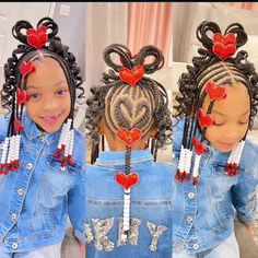 Lil Girl Hairstyles Braids, Braids Stitch, Style Natural Hair, Braid Styles For Girls, Valentines Hairstyles, Daughter Hairstyles, Toddler Braided Hairstyles, Cute Toddler Hairstyles, Kids Hairstyle