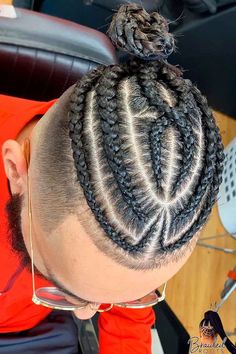 Top Knot Braids Men, Best Black Braided Hairstyles, Men Bun Braids Hairstyles, Men’s Braids Top, Braided For Men Hairstyles, Braid With Fade Men, Men Braids With Bun, Men’s Braids On Top, Braided Hairstyles For Men With Fade