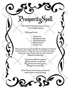 Witches' Prosperity Spell Image Digital Clipart - Etsy Australia Wiccan Wedding, Paganism Spells, Witchcraft Spells For Beginners, Ornate Border, Prosperity Spell, Annabel Lee, Spells For Beginners, Everyday Magic