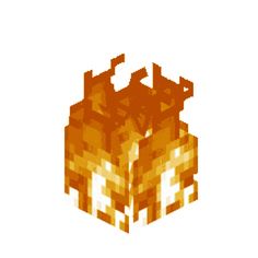 an orange and yellow pixellated object on a white background