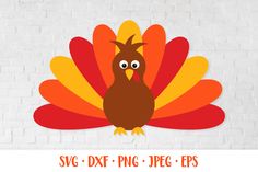 a turkey with big eyes on it's head and the words svg dxf