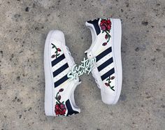 Custom Adidas Superstar for men and women, Adidas custom Hand Painted floral design, Unisex sizes, Adidas superstar, Original by CustomSneakz on Etsy Painted Adidas Superstar, Custom Adidas Superstar, Painted Adidas, Adidas Custom, Cool Adidas Shoes, Painted Shoes Diy, Adidas Originals Superstar, Custom Hand Painted