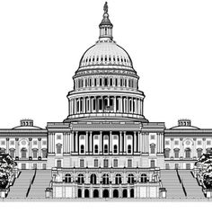 the united states capitol building in washington, d c - hand drawn illustration with pen and ink