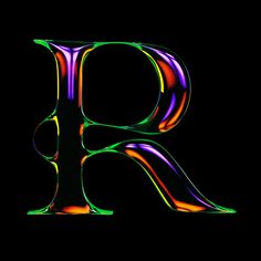 the letter k is made up of multicolored lines and has a black background