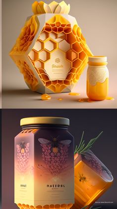 Luxury Honey Packaging Label Design Ideas Honey Jar Packaging Design, Creative Luxury Packaging, Honey Label Design Creative, Honey Interior Design, 3d Packaging Design, Honey Branding Design, Honey Packaging Ideas, Honey Collecting, Honey Label Design Ideas