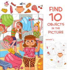 find 10 objects in the picture and draw them with their hands stock photo royalty illustration